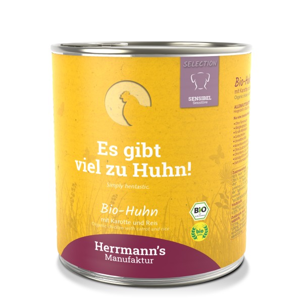 [HM-S03-6-800] Herrmann's Bio Kip - Wortelen, rijst en venkel - 800gr