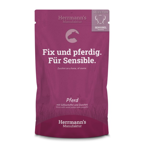 [HM-S05-15-150] Herrmann's Paard - Zoete aardappel, courgette en lijnzaadolie - 150gr