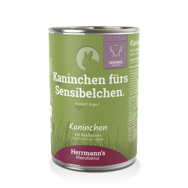 Herrmann's Konijn - Rijst, wortelen en appel - 400gr