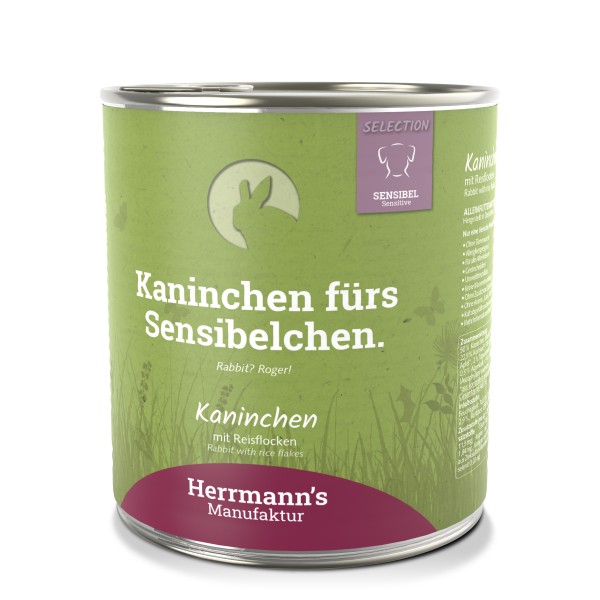 [HM-S06-800-6] Herrmann's Konijn - Rijst, wortelen en appel - 800gr