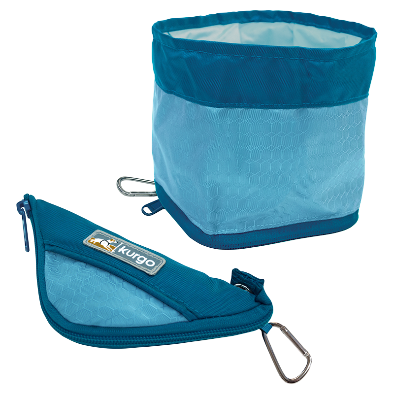 [K01549] KURGO Zippy Bowl Opvoubaar drinkbakje Blauw-1,3L 18x8cm