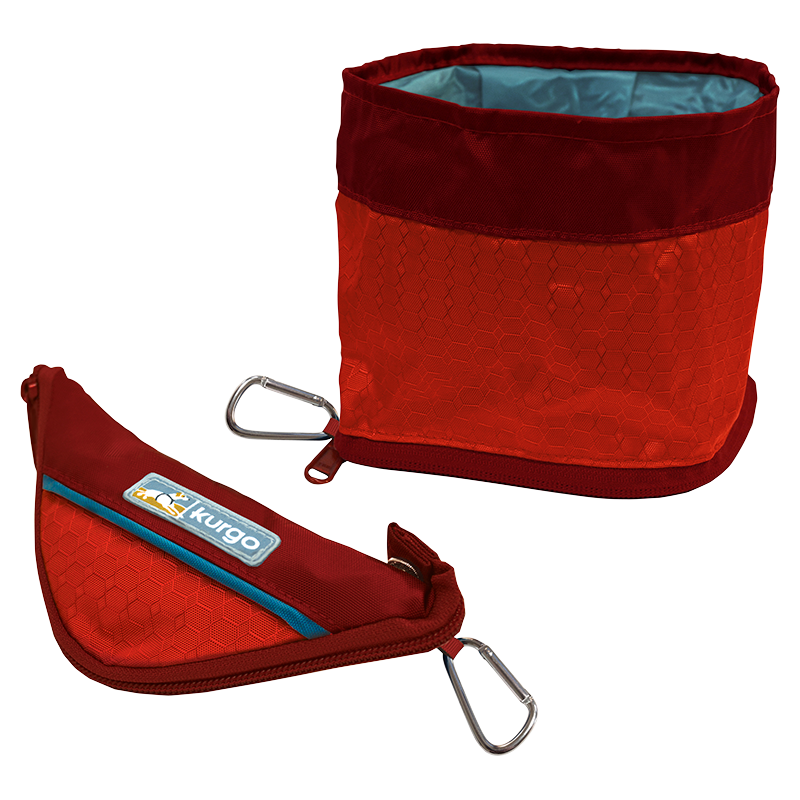 [K01559] KURGO Zippy Bowl Opvoubaar drinkbakje Rood-1,3L 18x8cm