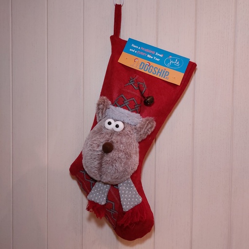 Luxe Kerstsok gevuld met Jule snacks - Rendier rood