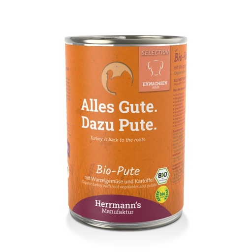 [HM-E03-400-12] Herrmann's Bio Kalkoen - Raap, aardappelen en venkel - 400gr