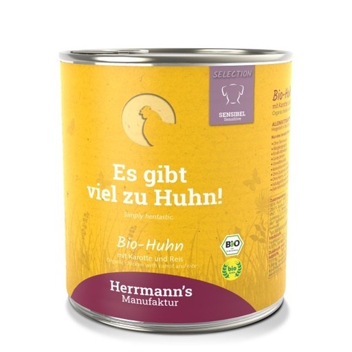 [HM-S03-6-800] Herrmann's Bio Kip - Wortelen, rijst en venkel - 800gr
