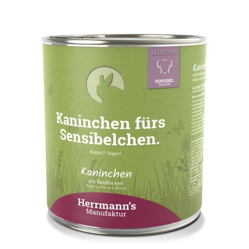 [HM-S06-800-6] Herrmann's Konijn - Rijst, wortelen en appel - 800gr