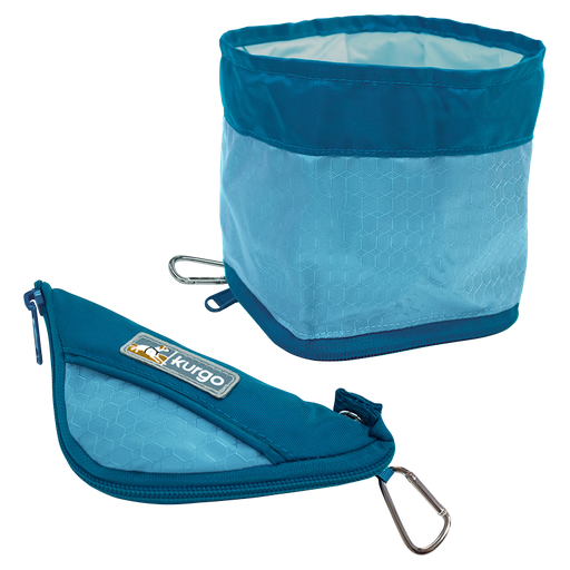 [K01549] KURGO Zippy Bowl Opvoubaar drinkbakje Blauw-1,3L 18x8cm