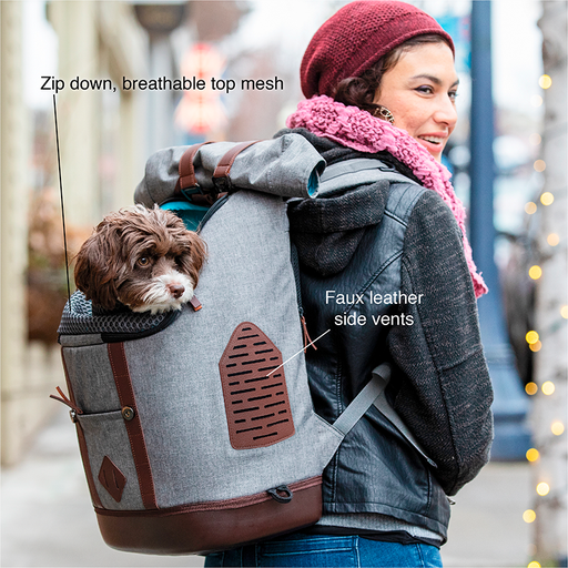 [K81024] KURGO Outdoor K9 Hondenrugzak Heather Grijs-11kg 32x23x47cm