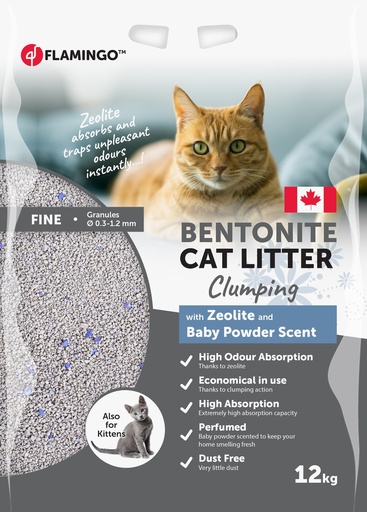 [FLAM561312] Kattenbak vulling - Bentoniet & zeoliet met babypoeder 12kg